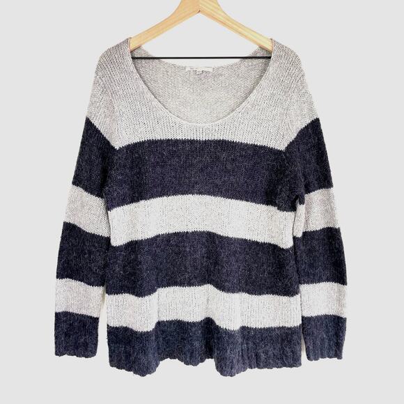 GAP Alpaca Blend Sweater Size XXL Scoop Neck Stripe Colorblock Minimalist Preppy - Picture 1 of 11